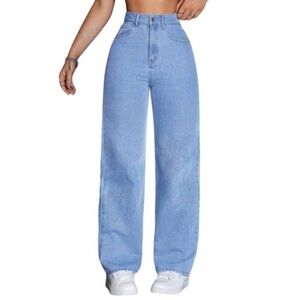 NEW SHEIN Wide Leg High Waist Jeans Size XL / 12 Light Wash Wide Leg Jeans